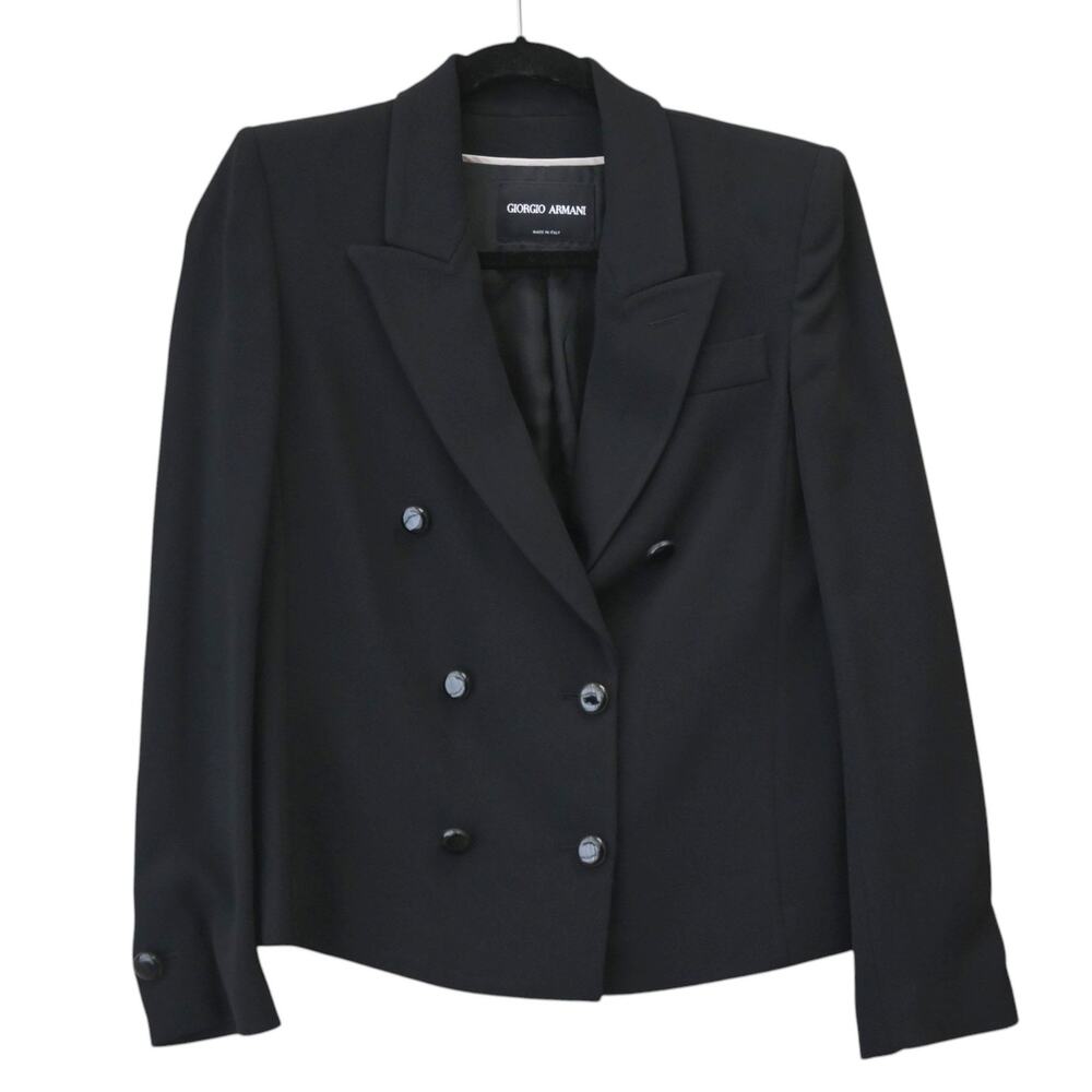 Giorgio Armani Black Double Breasted Blazer Size 38 Approx 2